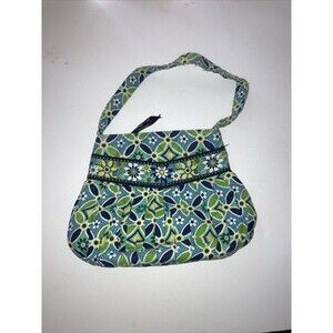 Vera Bradley Retired Daisy Daisy Blue & Green Pleated Small Purse/ Hand Bag